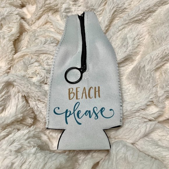Beach Please Bottle Koozie with Zipper for Resort Vacay Beach or Pool - Picture 2 of 3